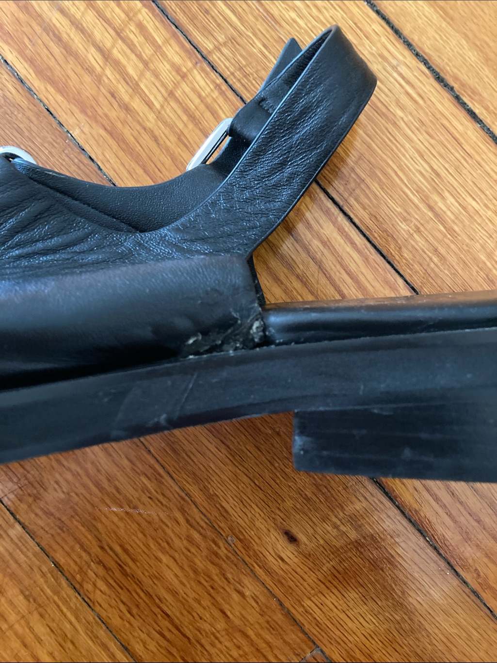 Bronwyn Black Leather Buckle Strap Sandals — image 5 of 7